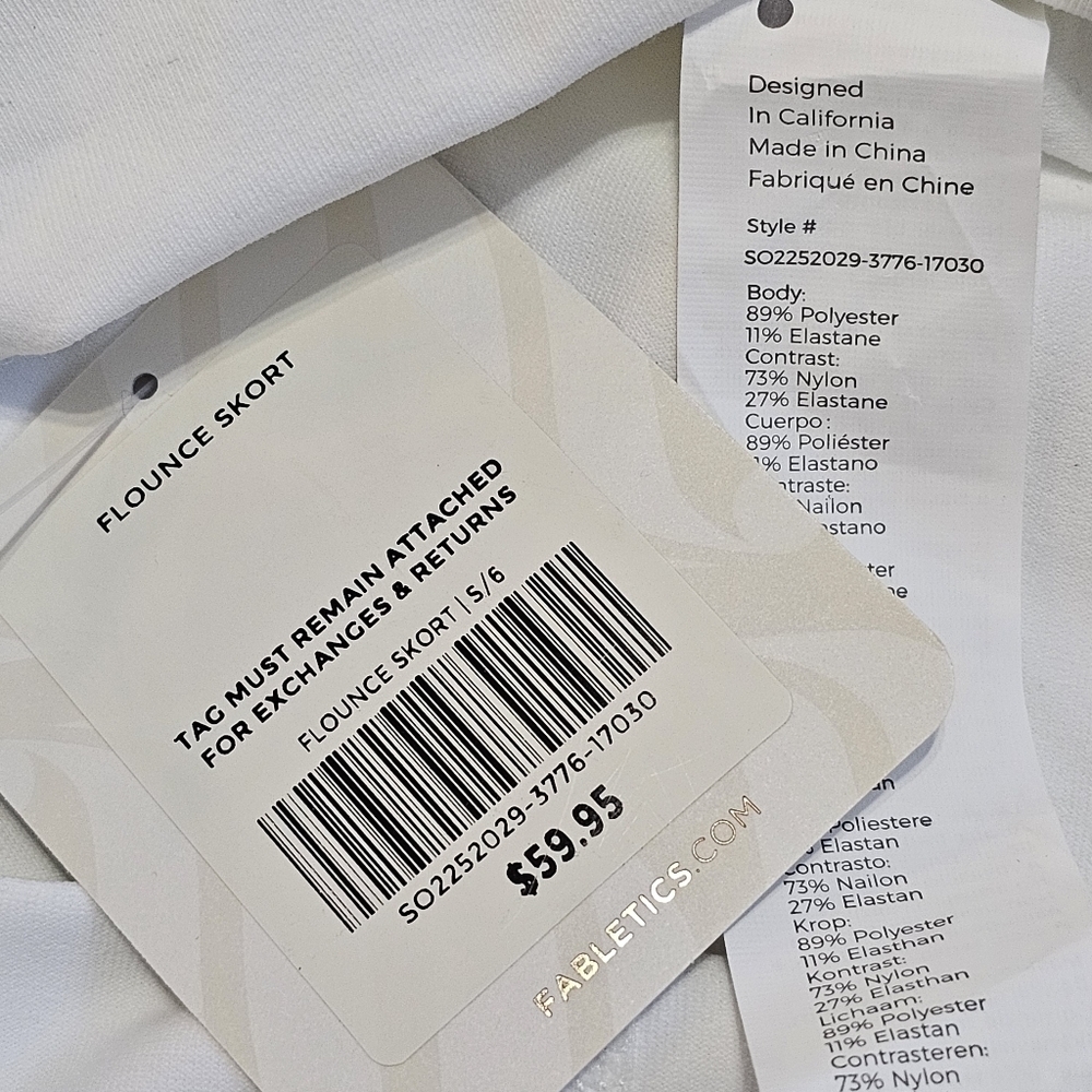 NWT Fabletics White Flounce Skort - Picture 7 of 8